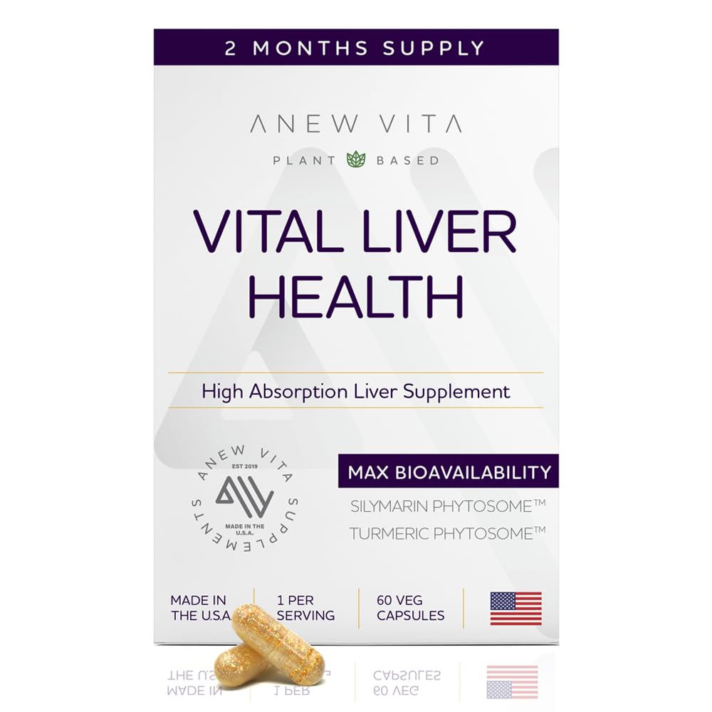 Vital Liver Health Formula - Milk Thistle Supplement for Antioxidant Support, Wellness Maintenance & Rapid Absorption - Non-GMO, Gluten-Free, Plant-Based - 60 Veggie Capsules