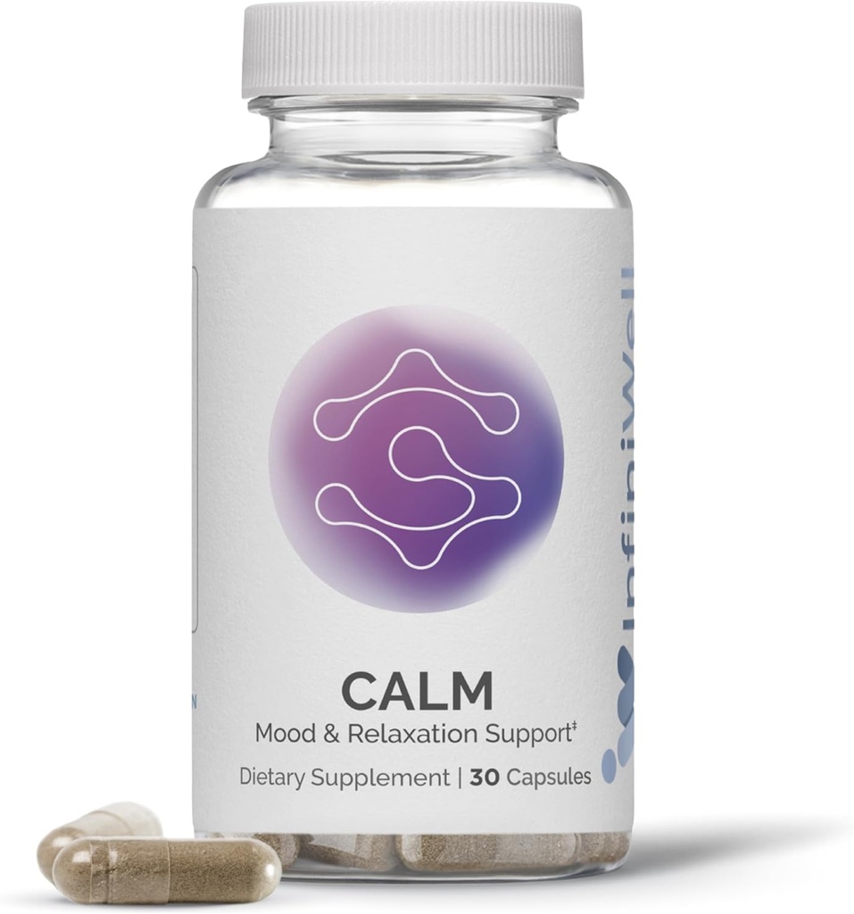 InfiniWell Calm - Mood & Cognitive Support Supplement for Adults with L-Theanine, Bacopa monnieri & DHH-B - Supports Relaxation, Focus & Mental Clarity (30 капсул)