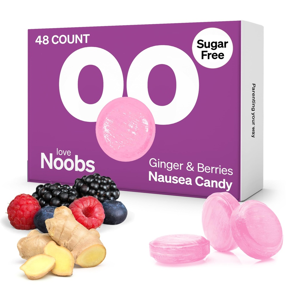 Berry Ginger Candy for Nausea Pregnancy by LoveNoobs™, Anti Nausea Pregnancy, Candy for Morning Sickness, Drops for Motion Sickness, Sugar-Free, B6