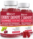WEEVIT Beet Root Gummies, Nitric Oxide Supplement for Men Women | Organic Beet Gummy with Grape Seed, Pomegranate, Black Pepper, Vitamin C, B12