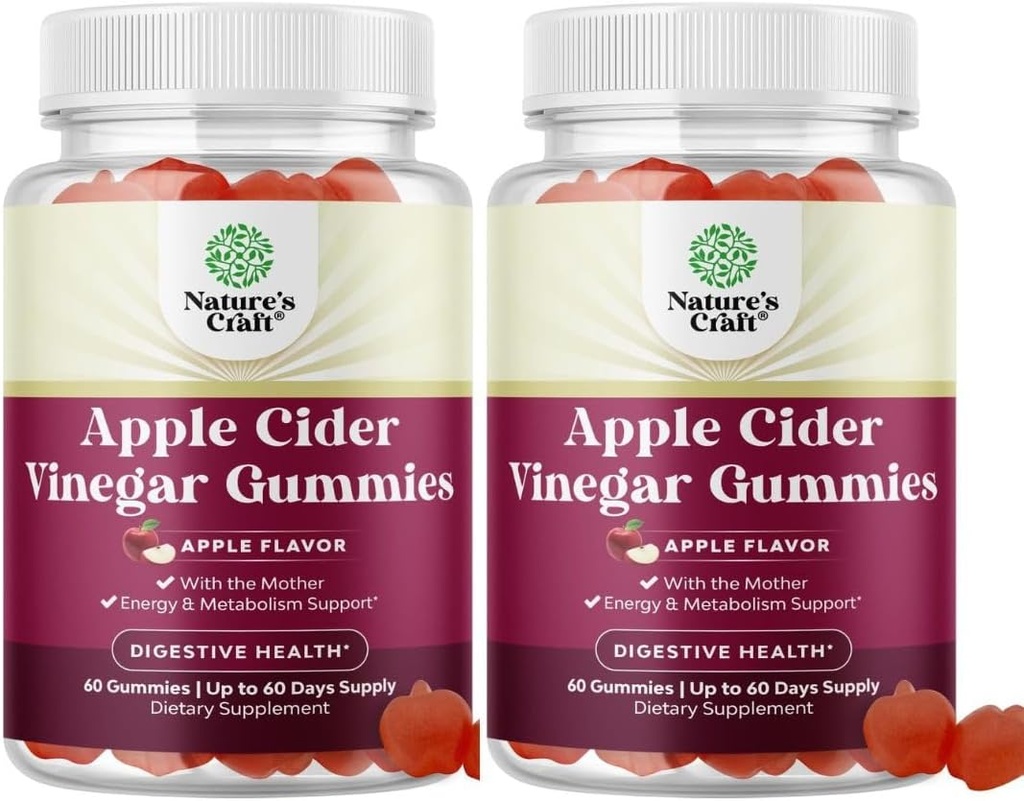 Apple Cider Vinegar Gummies Energia Naturalaren Gehigarriarekin ACV Gummies amarekin Gorputz Garbiaren Laguntzarako eta Gut Osasunerako Gummy ACV gehigarria Beet Root Powder 2 paketearekin