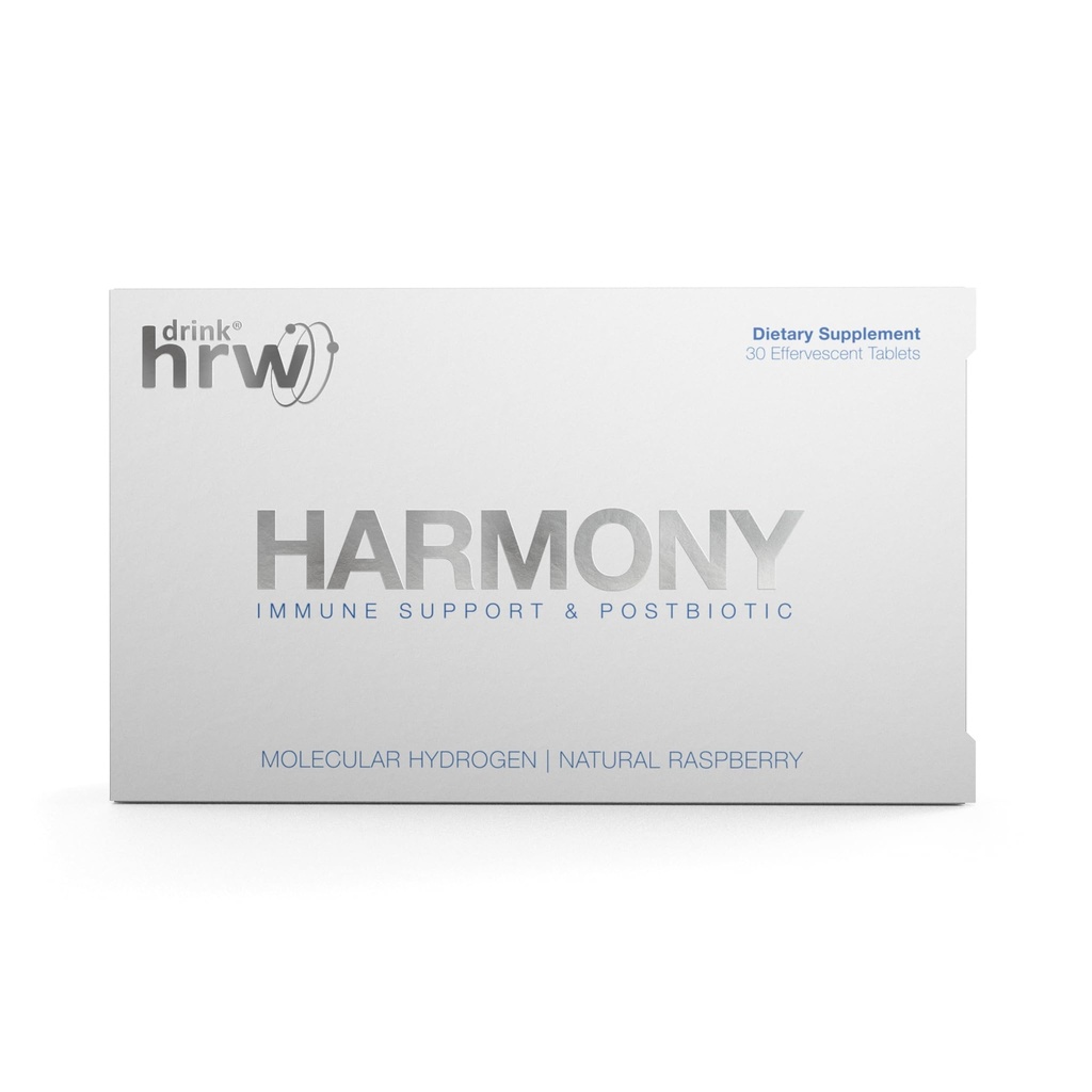 DRINK HRW Harmony Molecular Hydrogen Water Tablets - 12.4ppm H2 Advanced Rejuvenation Formula + ImmunoLP20 Postbiotics. Supports Energy, Focus, Gut Health. Patented, IHSA-Certified (Raspberry, 30 Ct)
