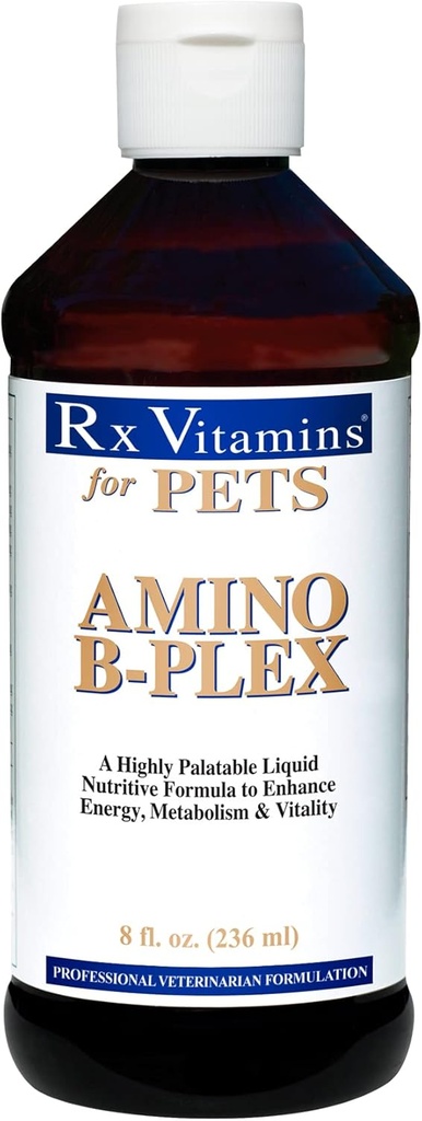 Rx Vitaminer för husdjur Amino B-Plex för hundar och katter - Hälsosamma näringsämnen Förbättra energimetabolism & Vitalitet - Bacon Flavor 8 fl. oz.