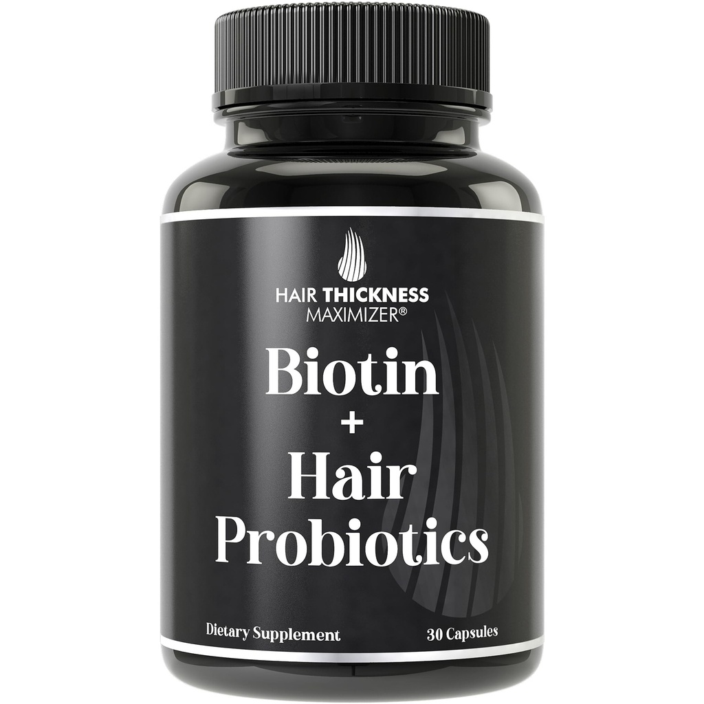 Probiotics for Hair Growth + Biotin 10000mcg - High Strength Hair Vitamins for Women and Men with Lactobacillus Reuteri & Clinically Studied Probiotic Strains - Supports Thicker, Fuller Scalp - Vegan
