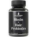 Probiotics for Hair Growth + Biotin 10000mcg - High Strength Hair Vitamins for Women and Men with Lactobacillus Reuteri & Clinically Studied Probiotic Strains - Supports Thicker, Fuller Scalp - Vegan