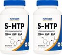 Nutricost 5- HTP 100mg, 240 Vegetáriánus kapszula (5- Hidroxitriptofán) - Non-GMO & Gluten Free (2 üveg)