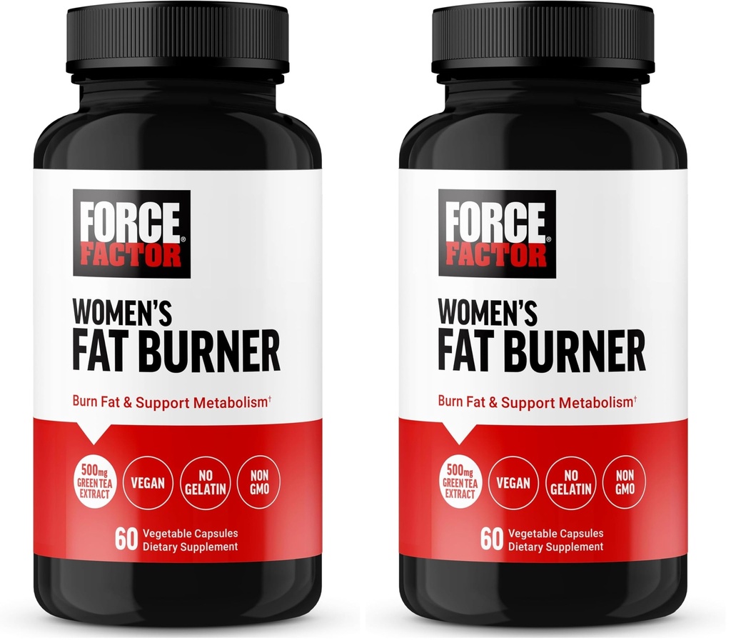 Force Factor Women’s Fat Burner, Metabolism Booster, and Weight-Loss Supplement Support, Green Tea Fat Burner Weight-Loss Pills to Help with Energy, Diet, and Exercise, Vegan, Non-GMO, 60 Capsules