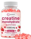 Creatine Monohydrate Gummies 5,000mg Per Serving, 120 Count | Sugar Free Strawberry Raspberry Flavored | Creatine for Women & Men | Pre Workout + Muscle Strength & Recovery Support | Non-GMO