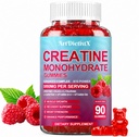 Creatine Monohydrate 5000mg Gummies with BCAA, L-Carnitine, Taurine & Vitamin B12 - Pre Workout Supplement for Muscle Growth, Strength & Energy, Raspberry Flavor Gummies, 90 Count for Men & Women