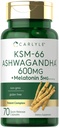 Carlyle KSM-66 Ashwagandha Capsules 600mg | 70 Count | with Melatonin 5mg | Potent Complex | Non-GMO, Gluten Free
