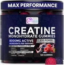 Creatine Monohydrate Gummies – Berry Flavored Creatine Supplements for Women and Men – 120Pcs Pre Workout Gummies with BCAA, Taurine, Vitamin B12 - Promote Energy Boost, Performance