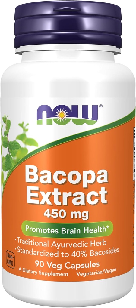 ACUM alimente Suplimente, Bacopa Extract (Bacopa monnieri) 450 mg, Promovează sănătatea creierului *, 90 Veg Capsule