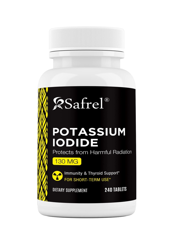 Safrel Potassium Iodide 130 mg, 240 Tablets | Made in USA | Non-GMO Verified | Ki Pills Potassium Iodine Tablets - (240 Count (Pack of 1))