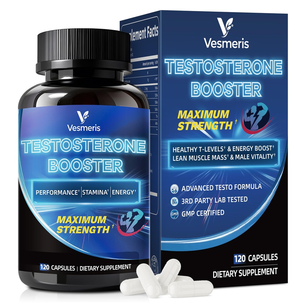 Testosterone Booster for Men - 16-in-1 Complex Male Enhancing Supplement - Tongkat Ali, Fenugreek, Horny Goat Weed - Natural Workout Supplement for Energy, Stamina, Muscle, Strength & Drive-120 Caps