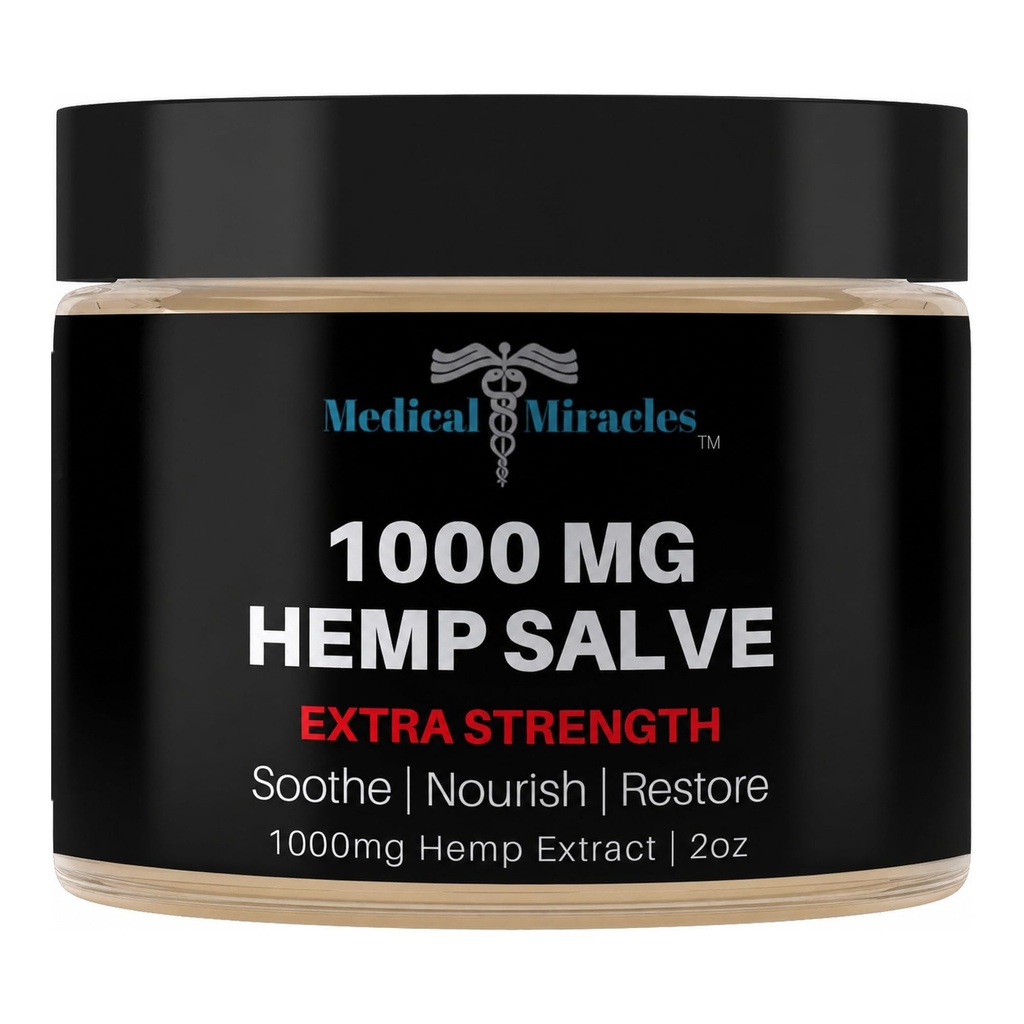 Medical Miracles Hemp Salve 1000 mg – Extra Strength Topical Skin Balm, Smooth Non-Greasy Feel, Fast-Absorbing Daily Use, 2 oz