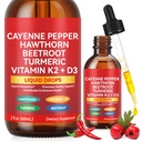Cayenne Pepper Drops 60ml | Supports Metabolism, Circulation & Energy | with Cayenne Pepper, Turmeric, Hawthorn, Beetroot, Vitamin D3+K2