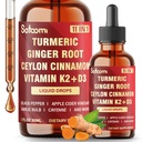11in1 Liquid Turmeric Supplement for Immunity, Heart & Energy – with Vitamin D3, K2 MK7, Ginger, Garlic, Ceylon Cinnamon, Berberine, Ginseng, Apple Cider Vinegar – 30ml Drops – 60 Servings
