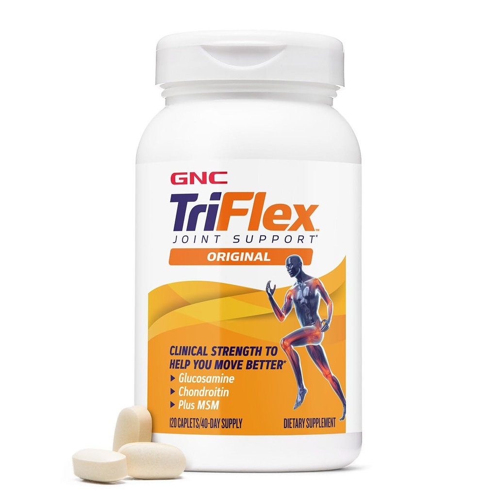 GNC TriFlex, Joint, Bone & Cartilage Health Supplement, Clinical Strength Glucosamine & Chondroitin, MSM, Supports Mobility, Flexibility & Comfort, 120 Caplets
