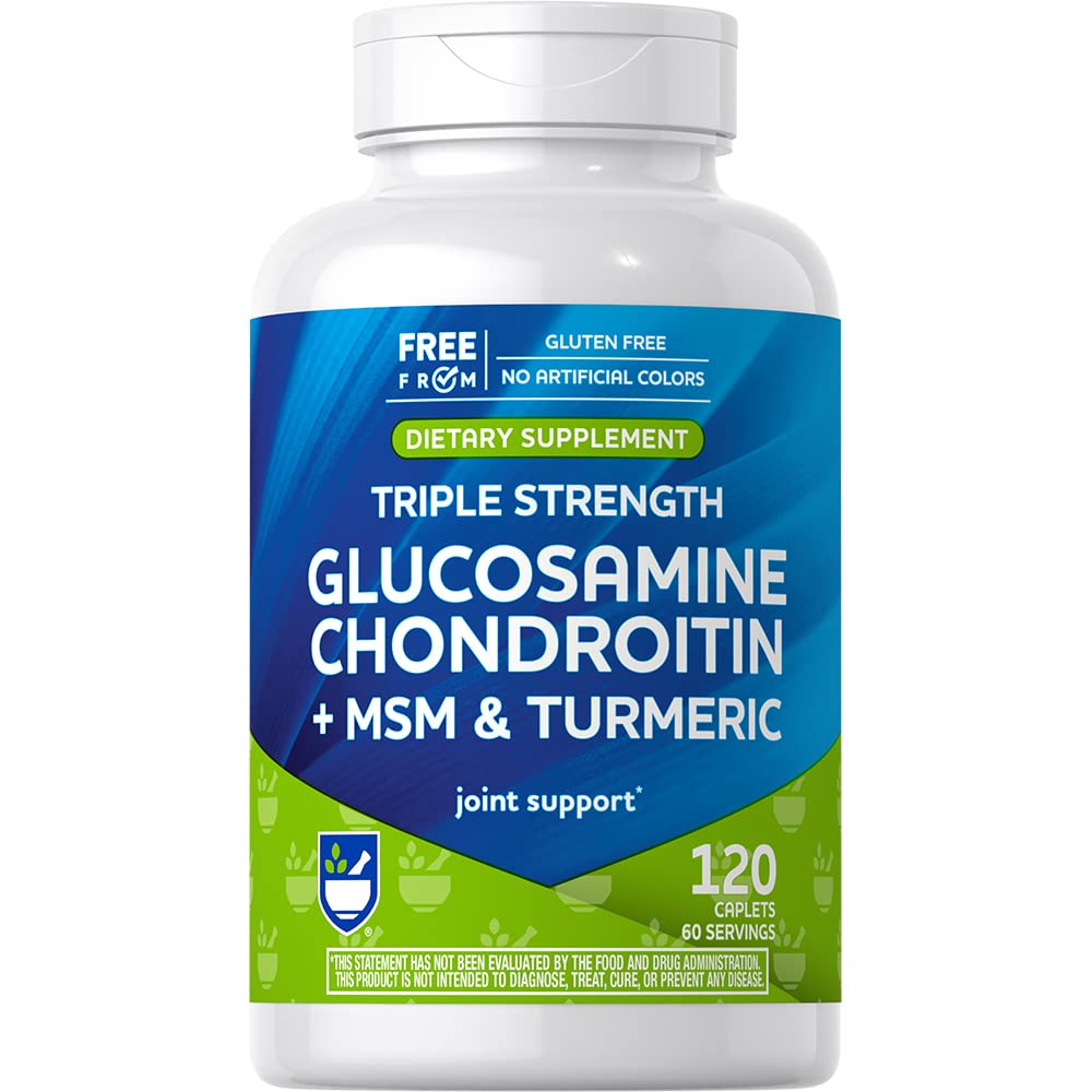 Rite Aid Ts Glucosamine Chon + Msm Caplets 120 Count, Supports Healthy Bones and Joints, Advanced Formula, Non GMO