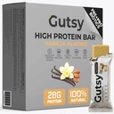 Gutsy High Protein Bars | 28g of Whey Protein 1g of Sugar | All Natural Protein Bars with Prebiotics and Probiotics | Healthy Snacks for Adults & Gluten Free Snacks | 4-Pack Vanilla