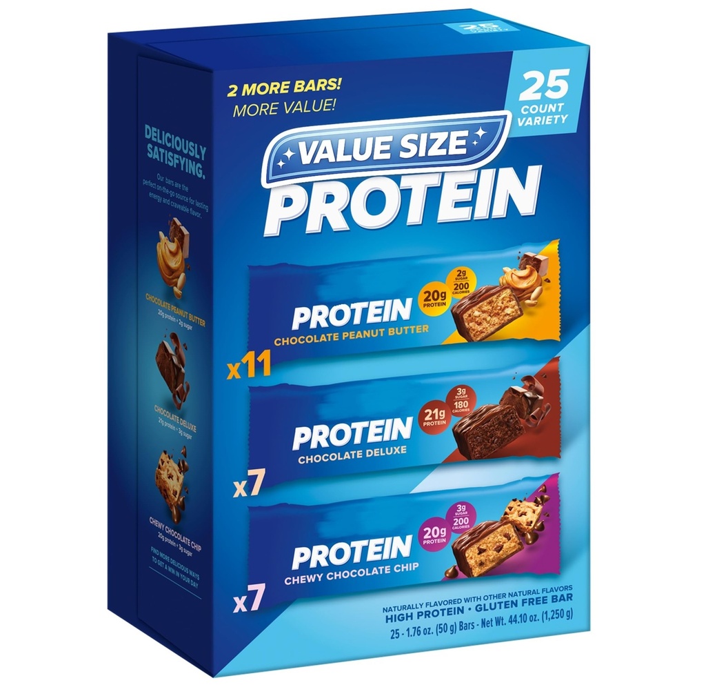 Pure Proteins, 25 Protein Bars, Variety, 20g Protein, Lasting Energy and Delicious Flavor, High Protein, Gluten Free, Naturally Flavored