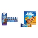 Pure Protein Chocolate Protein Shake & Bars, High Protein, Nutritious Snacks to Support Energy, Low Sugar, Gluten Free, Chocolate Peanut Butter, 1.76oz, 12 Count (Packaging May Vary)