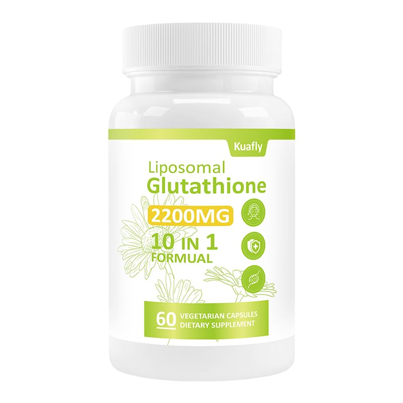 Liposomal Glutathione 2200 MG per Serving, 10-in-1 Comprehensive Formula with Vitamin C, Alpha-Lipoic Acid, Resveratrol, Milk Thistle, Non-GMO Nutritional Supplement 60 Capsules