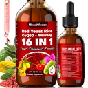 Red Yeast Rice with CoQ10 & Soursop Leaf Extract - Vegan Cholesterol Support Supplement with Red Yeast Rice Extract, Promotes Heart & Immune Health, Non-GMO-2 Fl Oz