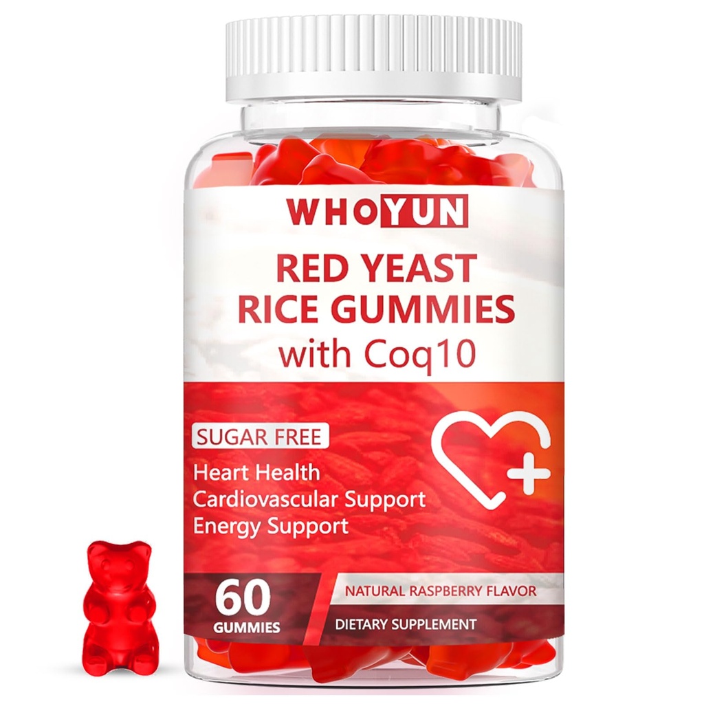 Red Yeast Rice with Coq10 Gummies Sugar Free, Red Yeast Rice Supplement