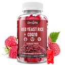 Red Yeast Rice with Coq10 Gummies, Red Yeast Rice Supplement, Sugar Free, Raspberry Flavor, 60 Count