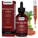 BIOZOYNK Red Yeast Rice + CoQ10 Liquid Drops – Plant-Based Cholesterol & Cardio Support with Citrus Bergamot, Soursop, Garlic & Olive Leaf – Vegan, Alcohol-Free Supplement, 2 fl oz (60 mL)