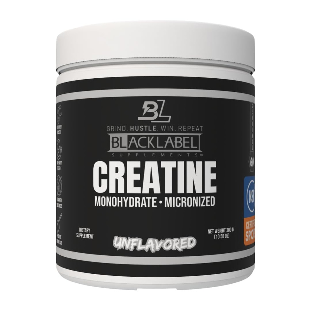BLACKLABEL Supplements Creatine Monohydrate Powder, 60 Servings – Unflavored Creatine Powder for Muscle Gain and Strength Support – Daily Creatine Supplement for Men and Women, 5g per Serving
