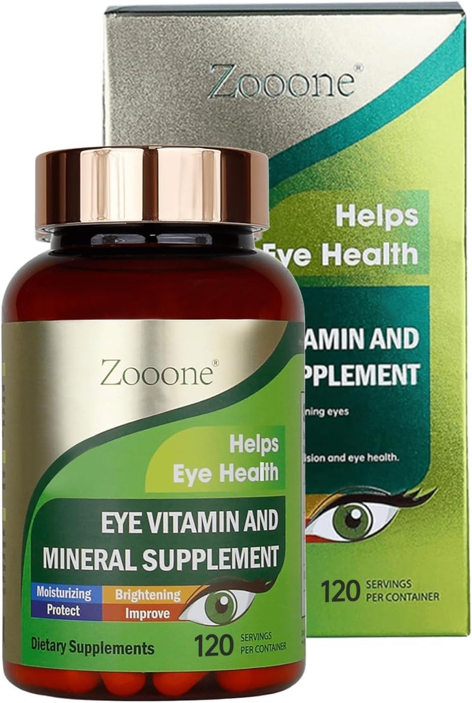 zooone- 120pcs Lutein Eye Vitamins Supplement for Macular Health and Dry Eye, Contains Lutein, Zinc, Vitamins C/E & Zeaxanthin to Support Eye Health