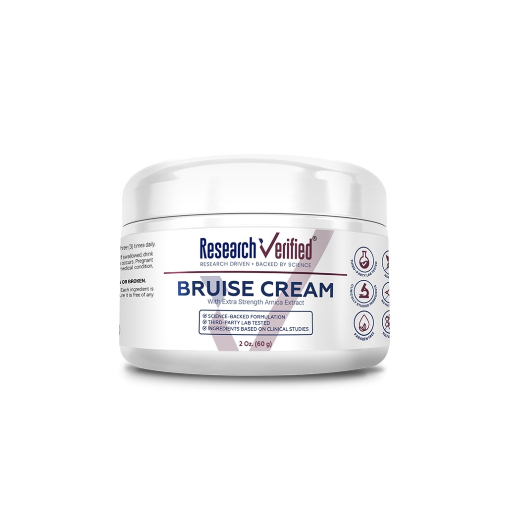 Research Verified Bruise Cream – Arnica, Lavender & Peppermint – Plant-Based Bruise Care & Skin Support – 2 Fl. Oz – Vegan, Non-GMO - Pack of 1