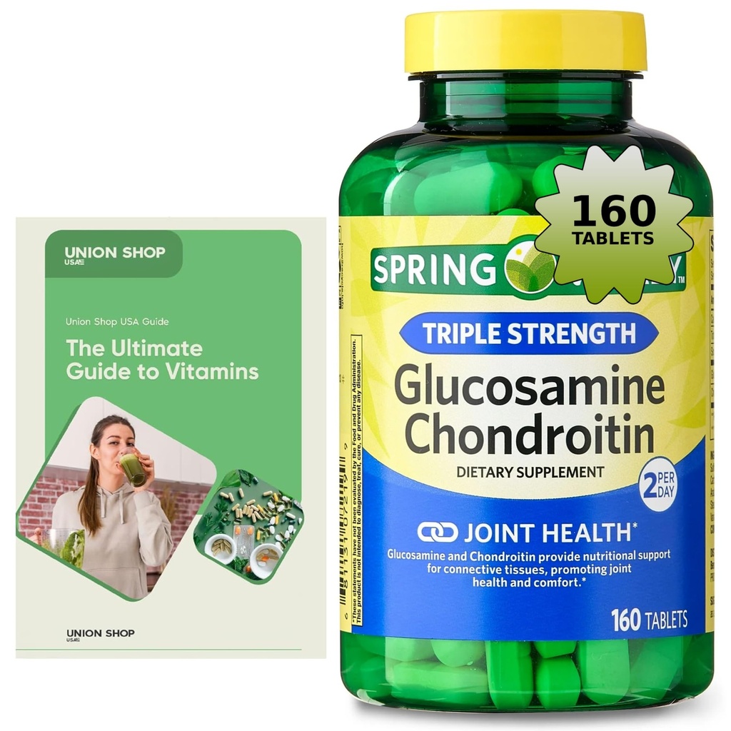 Glucosamine Chondroitin, Triple Strength, Joint Health, 160 Tablets + Exclusive Vitamin Guide