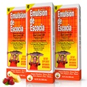 Emulsion de Escocia Strawberry Banana Flavor with Vitamins and Cod Liver Oil for Kids and Adults | Pleasant Taste | Immune and General Health Support | 6.5 Oz | 3-Pack