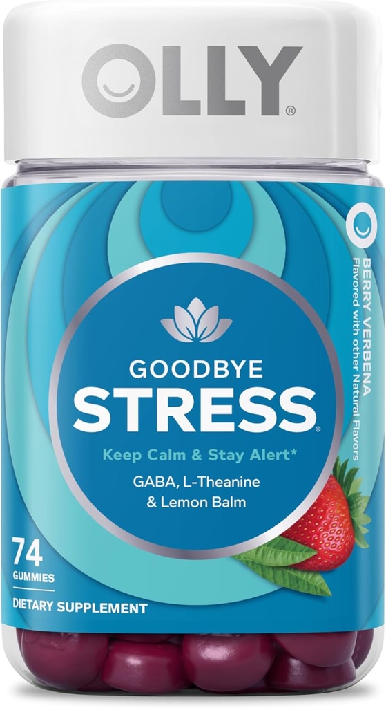OLLY FAR Stress Gummy, GABA, L- Theanine, Lemon Balm, Stress Relief supplement, Berry - 74 Greve