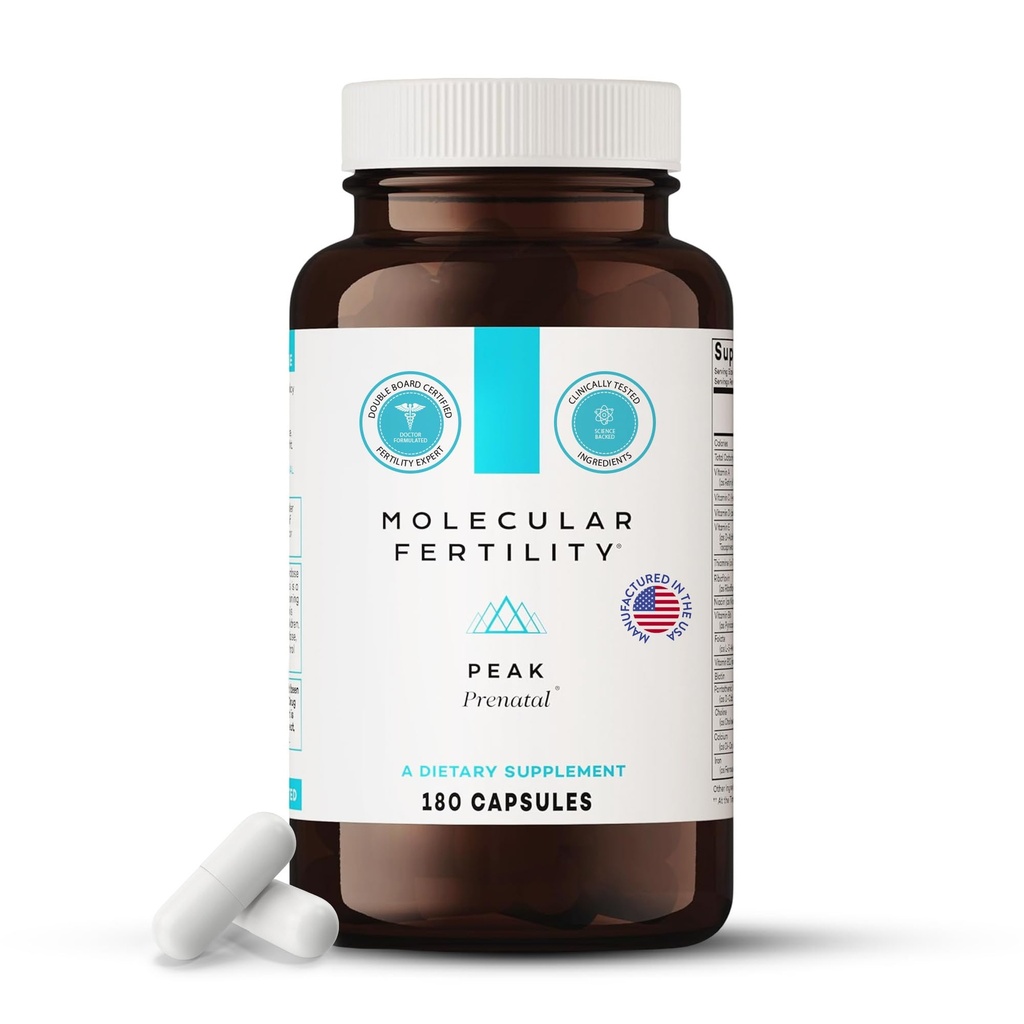 Peak Prenatal - Doctor Formulated Prenatal Vitamins for Women - Third Party Tested Fertility Supplement - Choline, Methylated Folate, Vitamin D, Iron, Probiotics - 30 Day Supply