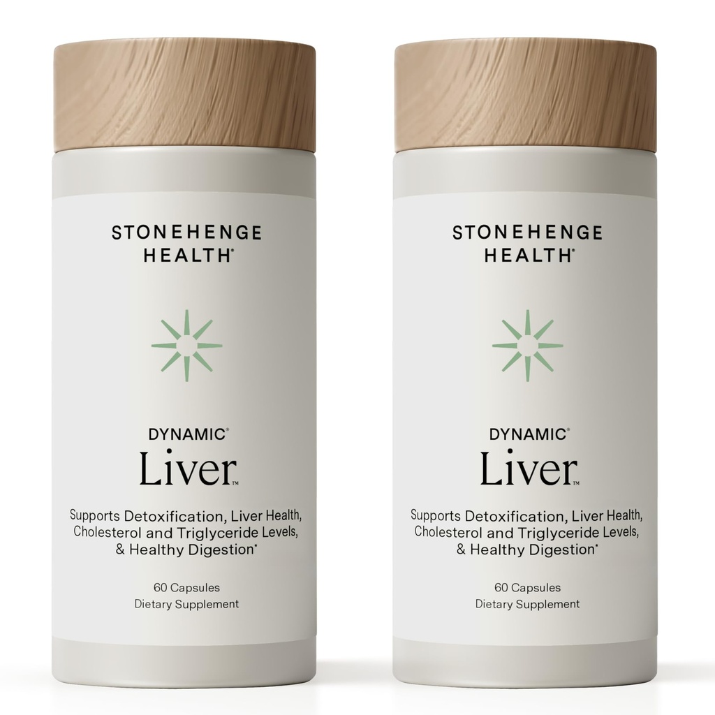 Stonehenge Health Dynamic Liver – Siliphos Milk Thistle Formula – Liver Support & Antioxidant Support, Gut-Liver Axis, Selenium, Zinc, Vitamin E, Ginger, Beetroot Extract Non-GMO, 60 Veg Caps (2 Pack)