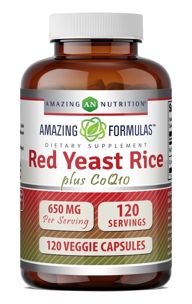 Amazing Formulas Red Yeast Rice 600 Mg Plus Co Q-10 50 Mg 120 Vegetarian Capsules