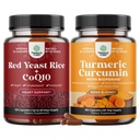 Bundle of Red Yeast Rice with CoQ10 Supplement and Turmeric Curcumin with Black Pepper Extract - Daily Joint Support with Bioperine for Enhanced Absorption