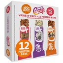 Satisfy Your Crave Protein Bars- High Protein Delicious Snacks- 19-20g of Protein, No Added Sugar- Variety Pack- Cookie Dough, Choc Caramel, Cookies & Cream- On-the-Go Snack, Pantry Staple & for Office, 12 Pack
