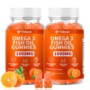 Omega 3 Fish Oil Gummies, Delicious Orange Flavor Fish Oil Gummy Supplements for Joint, Heart Health, & Brain Support (60 Count（Pack of 2）)