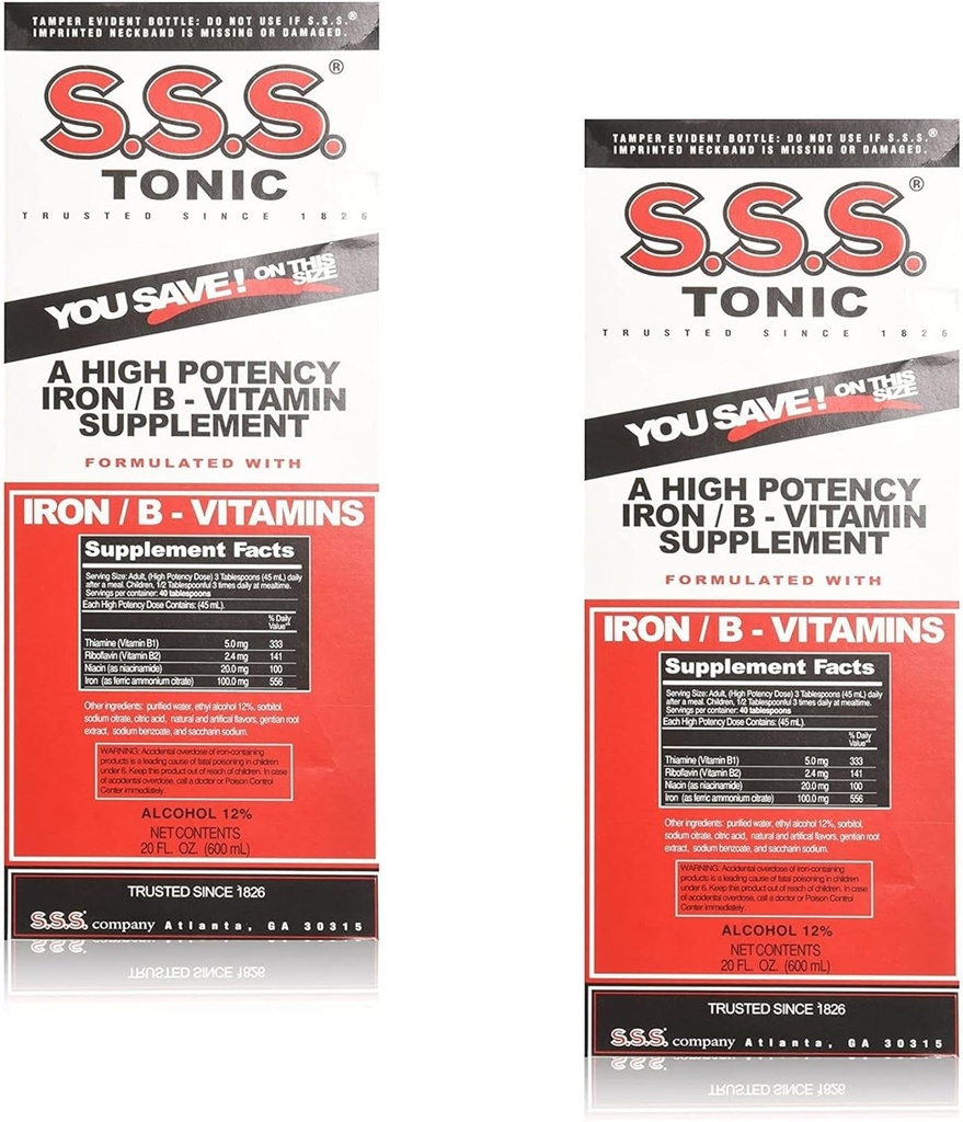 S.S. Tonic Iron ve Vitamin B Supplement Sıvı, Büyük 20 oz (Pack of 2)