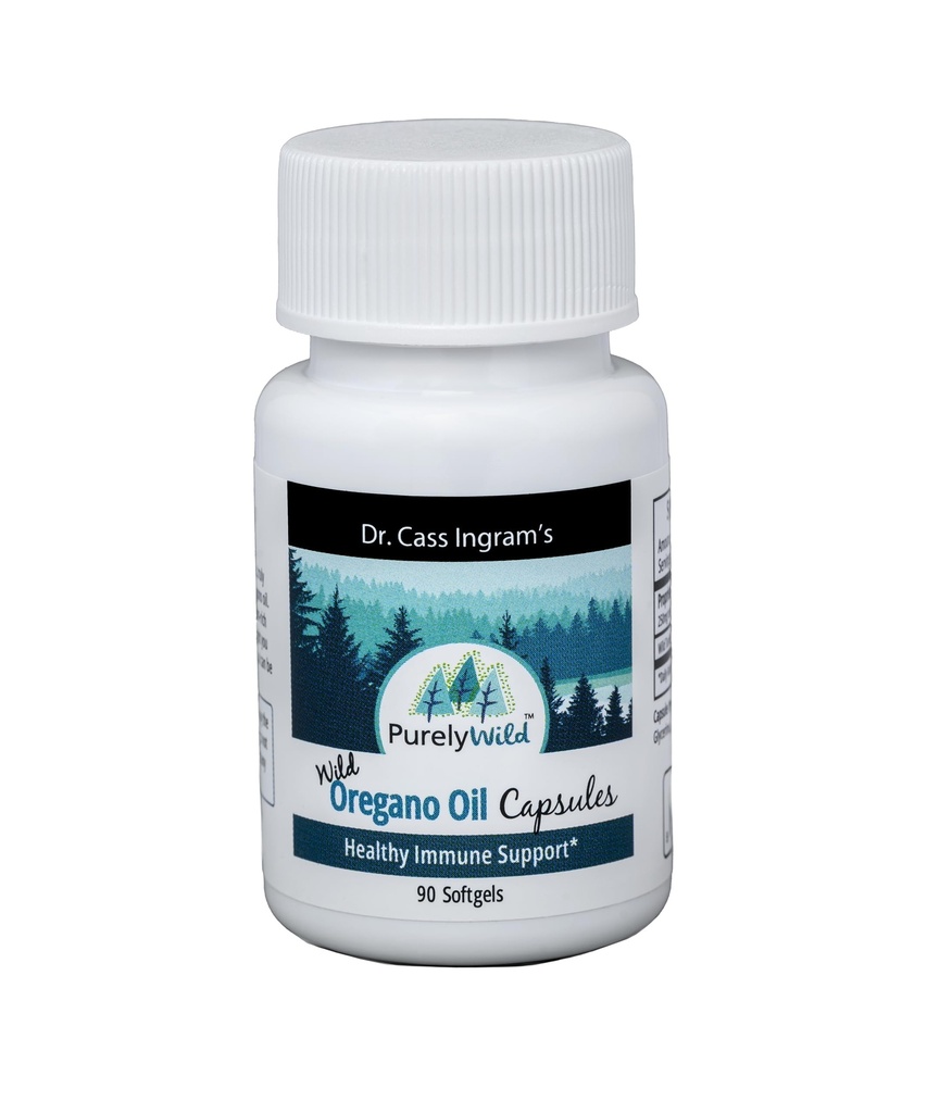 PURELY WILD Dr. Cass Ingram's Oregano Oil Gelcaps - 90 Softgels - Immune Support Supplement - Wild Mediterranean Oregano - Mountain Sourced, Unprocessed, Non-GMO