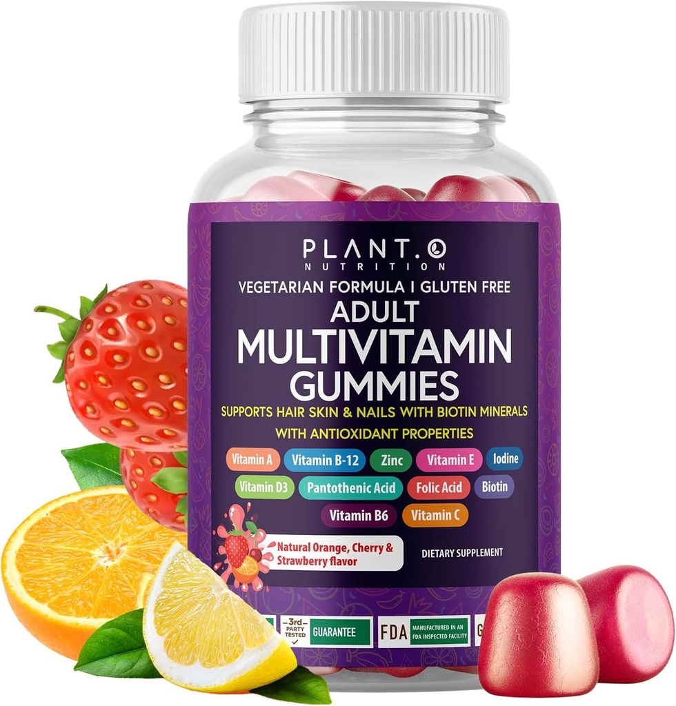 Komplett Multivitamin Gummier for voksne – All-i-en blanding av vitamin A B D E Sink og Biotin - voksen vitamin Gummi for energi og immunitet – 90 Delicious Glutenfri og Veggie Gummies