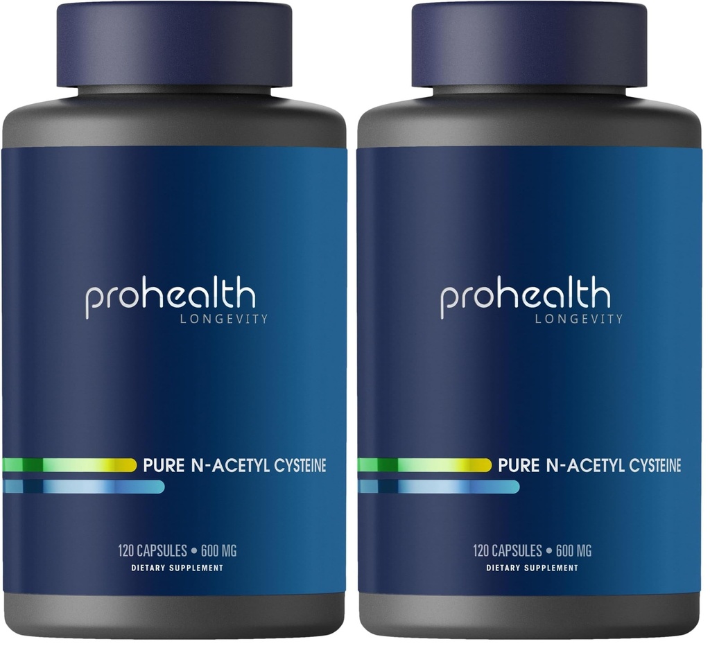 ProHealth Pure NAC – N-Acetyl Cysteine – Liver and Immune Support, Antioxidant and Glutathione Boost, Cellular Health | 600 mg per Capsule | 120 Servings | Third-Party Tested (Pack of 2)