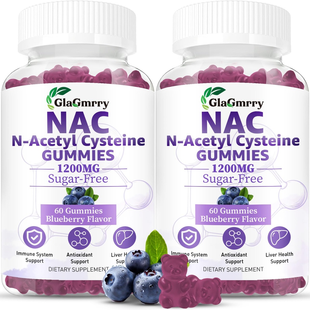 2 Pack N-Acetyl Cysteine Gummies for Kids & Adults, N-Acetyl Cysteine Supplement with Selenium Zinc Vitamin C & E for Liver Health, Antioxidant, Immune System, 120 Count, Sugar Free