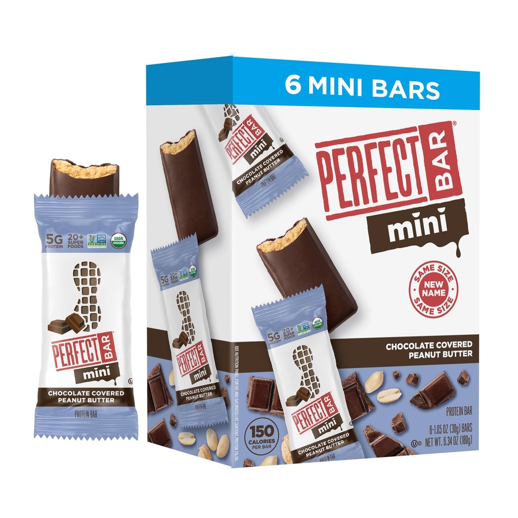 Perfect Bar Mini Gluten-Free Chocolate Covered Peanut Butter Protein Bar, 6 count, 1.05 oz