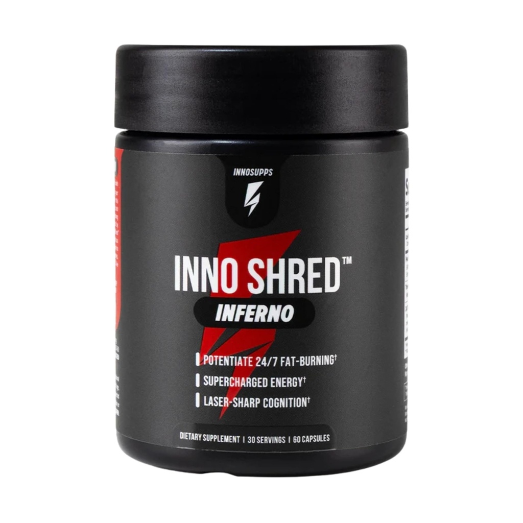 Inno Shred Inferno Thermogenic Fat Burner for Men & Women - Appetite Suppressant, Energy & Metabolism Support with MitoBurn, Paradoxine, Chromax, Green Tea - 60 Capsules, 30 Servings